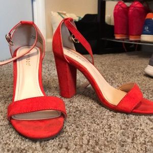 Orange block heels